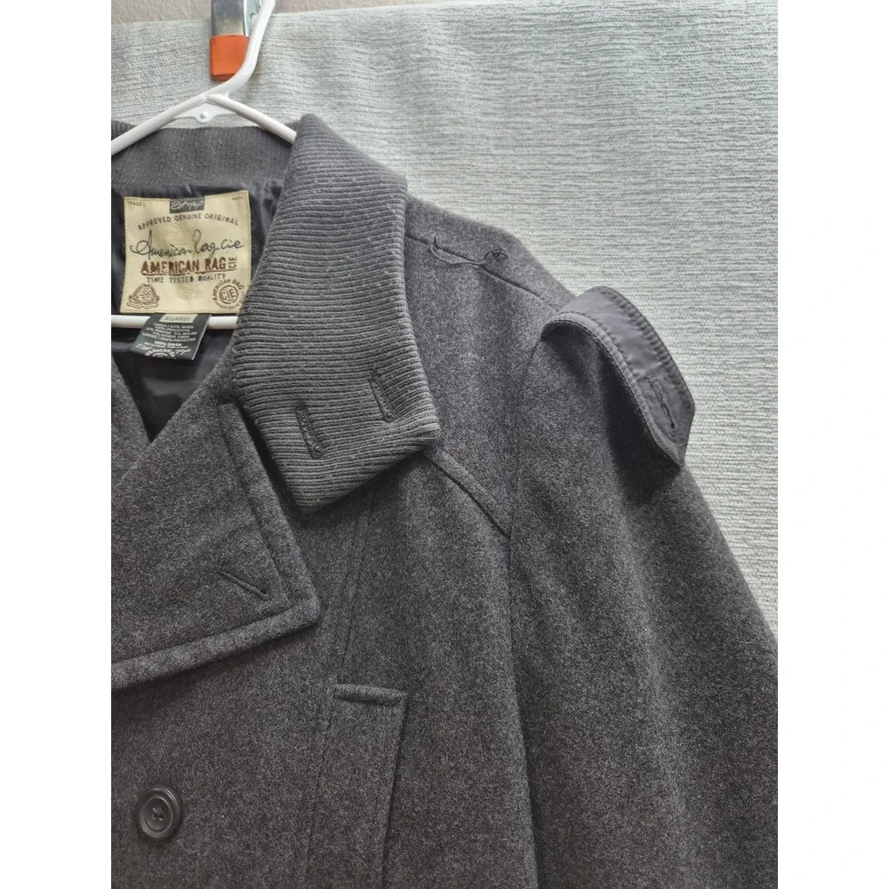 American Rag Cie Peacoat Mens XL Charcoal Gray Lined Wool Double Breasted Winter